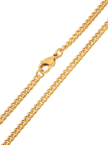 Men's 24-Inch Gold-Tone Stainless Steel Flat Curb Chain Necklace