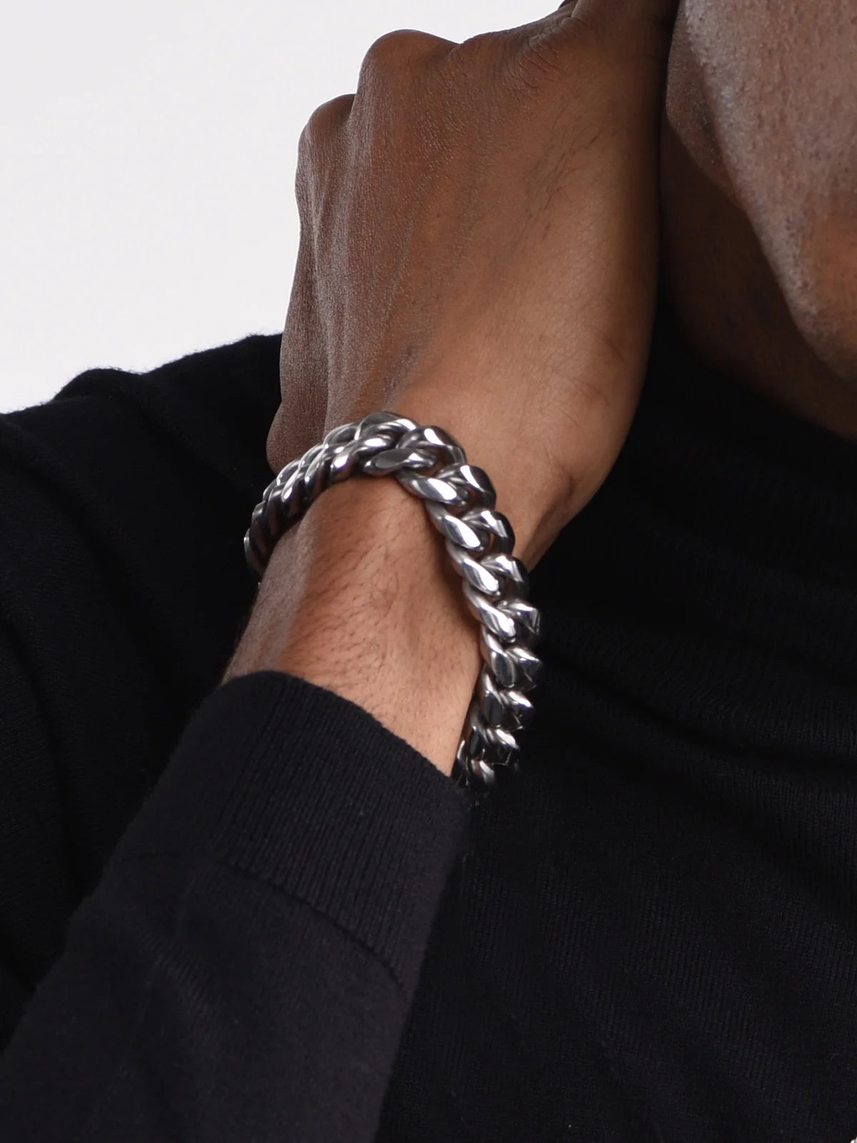 Men's 14MM Chunky Cuban Stainless Steel Bracelet - 7.5 Inch Chain Jewelry Gift for Birthdays and Valentine's Day