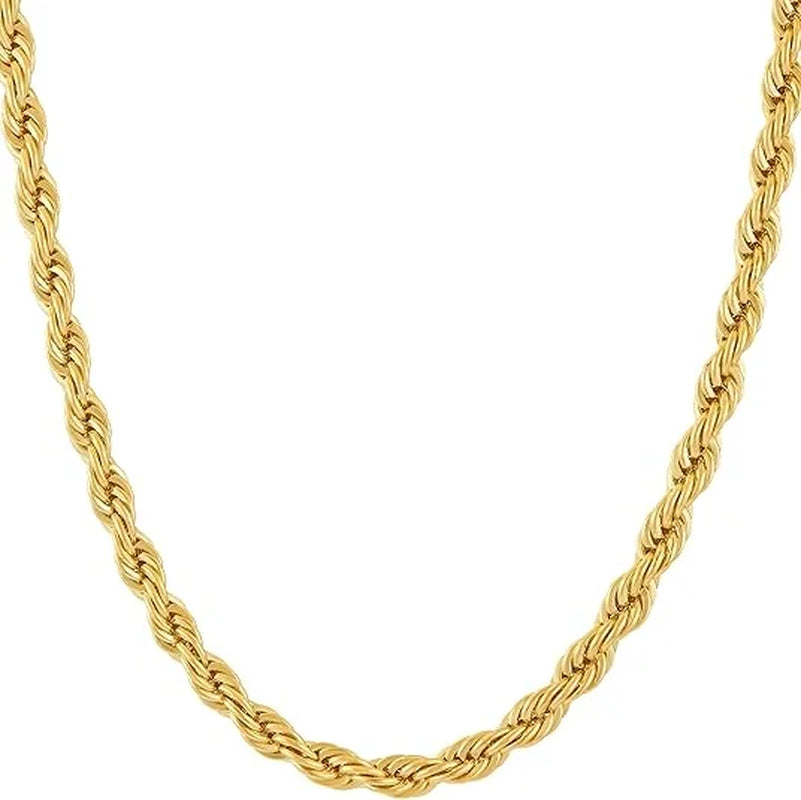 Lifetime Jewelry 5mm Rope Chain Necklace - 24K Gold Plated for Men and Women (36 Inches)