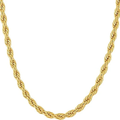 Lifetime Jewelry 5mm Rope Chain Necklace - 24K Gold Plated for Men and Women (36 Inches)