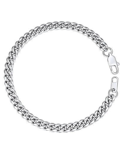 Men's 6MM Cuban Stainless Steel Curb Bracelet - 8.3 Inch Silver Wrist Jewelry for Birthdays, Valentine's Day, and Gifts for Him