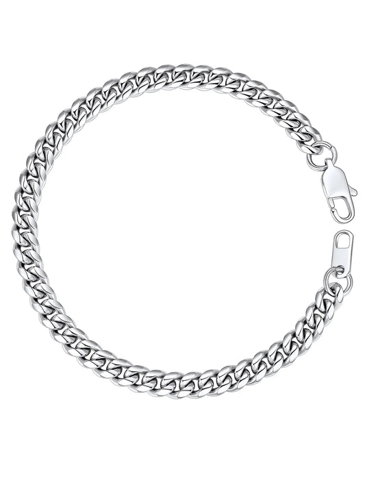 Men's 6MM Cuban Stainless Steel Curb Bracelet - 8.3 Inch Silver Wrist Jewelry for Birthdays, Valentine's Day, and Gifts for Him