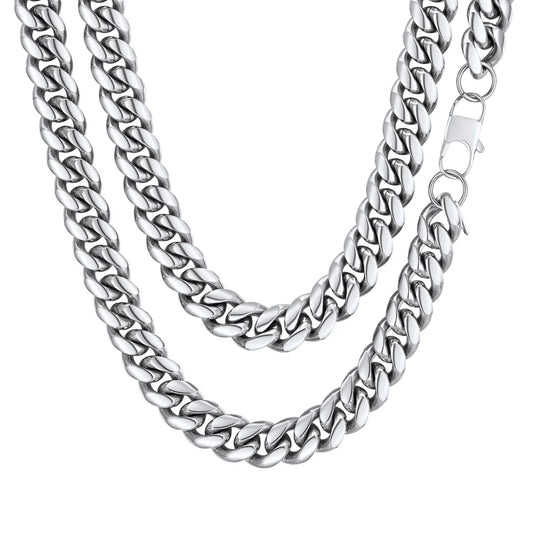 Stainless Steel Curb Cuban Chain Necklace for Men - 20 Inch, 10mm - Ideal Father's Day Gift for Dads and Sons